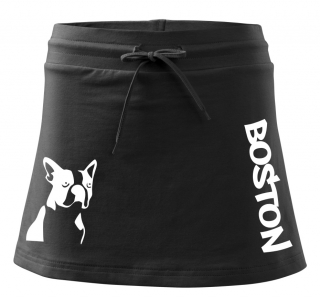 Dámská sukně s potiskem Bostonský terrier nápis