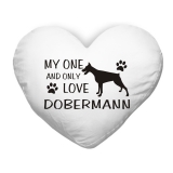 Polštář ve tvaru srdce My one and only love Dobermann