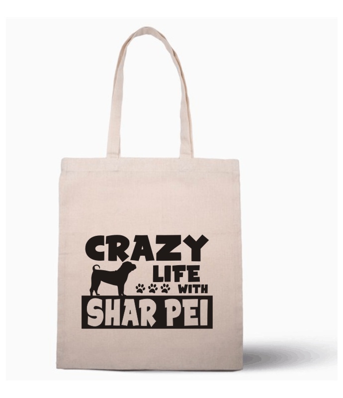 Nákupní taška s potiskem Crazy Shar Pei
