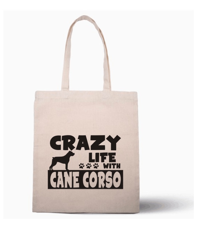 Nákupní taška s potiskem Crazy Cane Corso