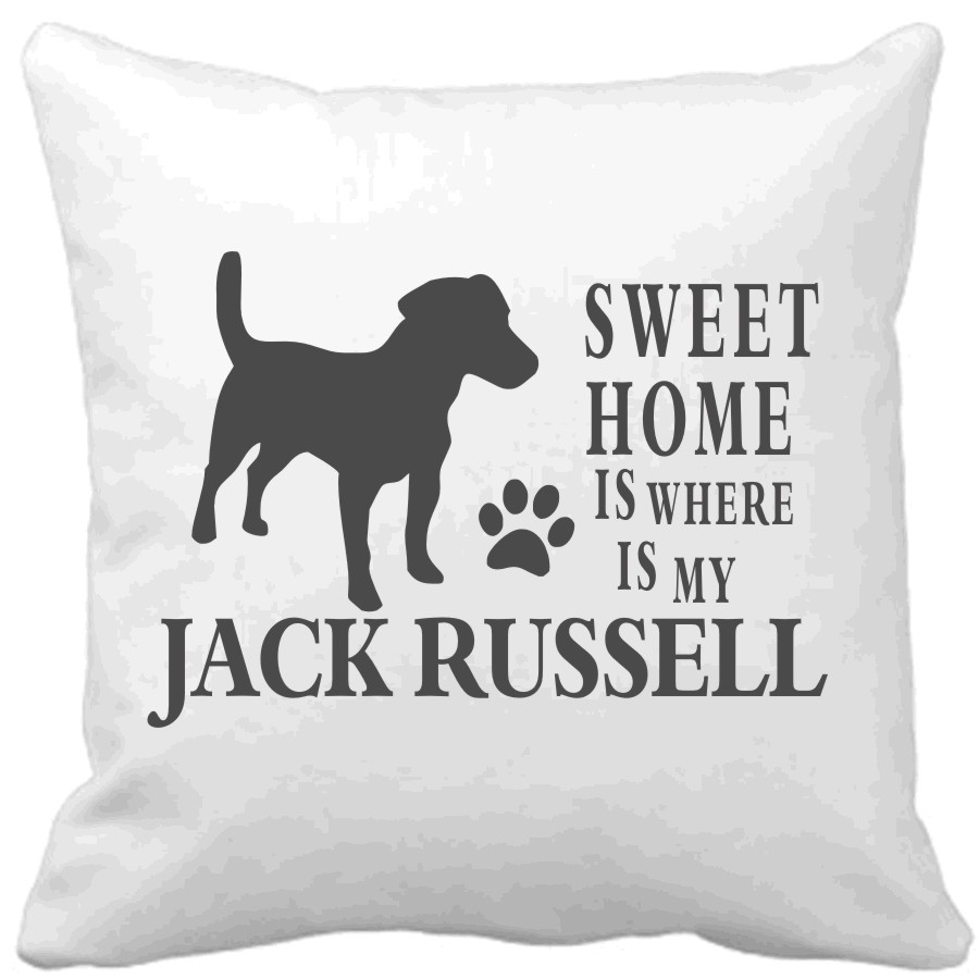 Polštář Sweet home is where is my Jack Russell