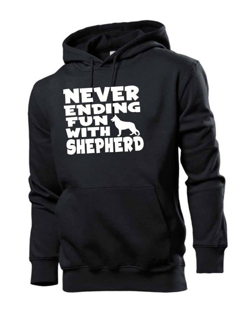 Mikina s potiskem Never ending fun with Shepherd