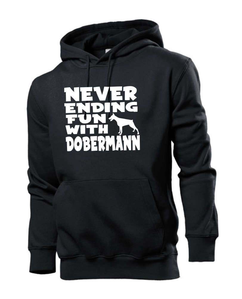 Mikina s potiskem Never ending fun with Dobermann 