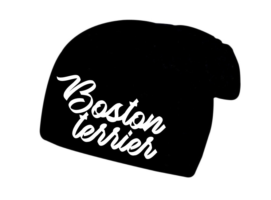Zimní čepice s potiskem Boston terrier