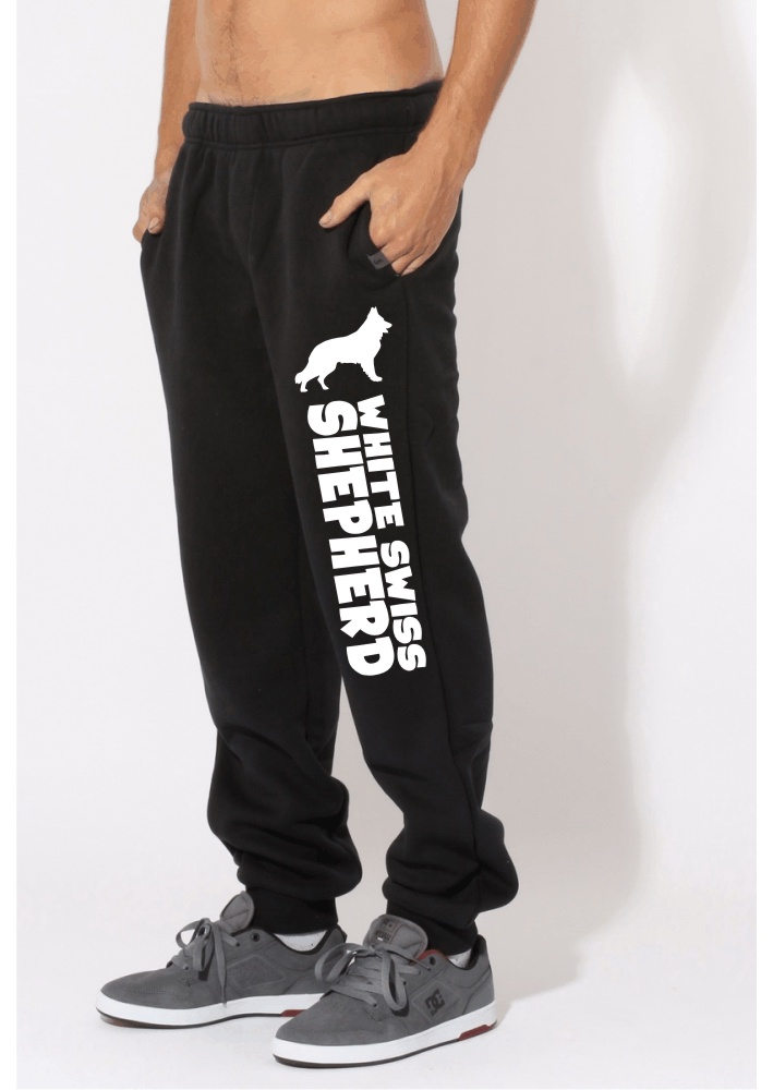Tepláky s potiskem White Swiss Shepherd silueta
