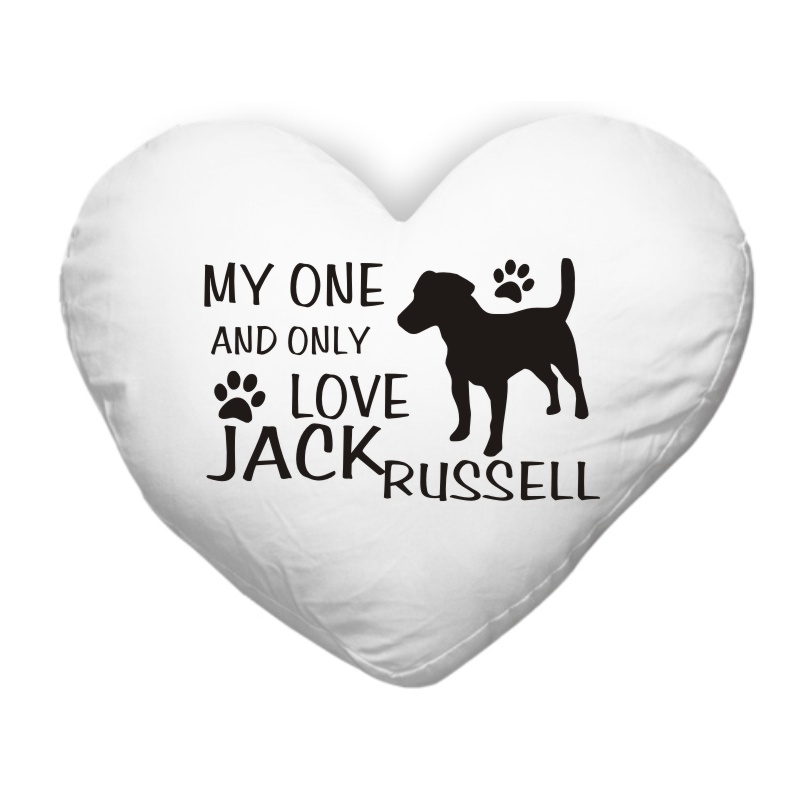 Polštář ve tvaru srdce My one and only love Jack Russell