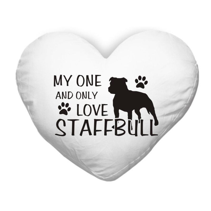 Polštář ve tvaru srdce My one and only love Staffbull