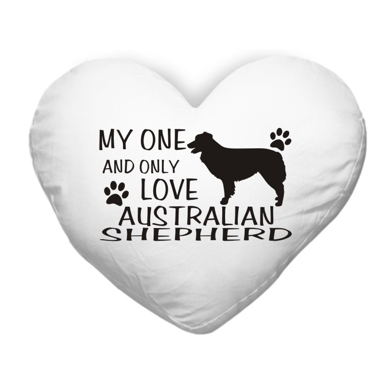 Polštář ve tvaru srdce My one and only love Australian Shepherd