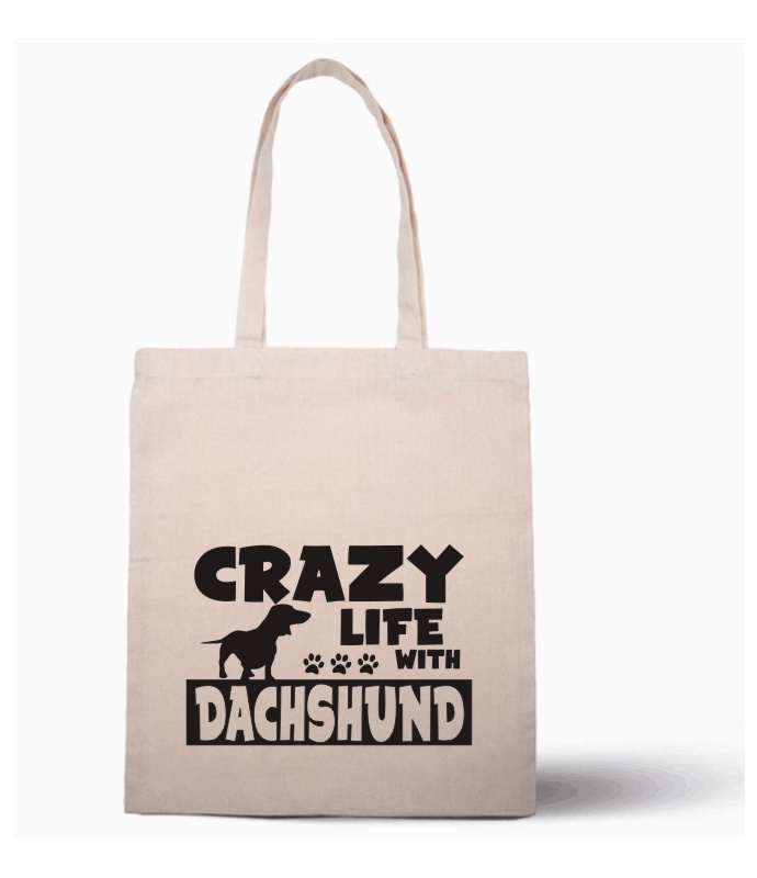 Nákupní taška s potiskem Crazy Dachshund