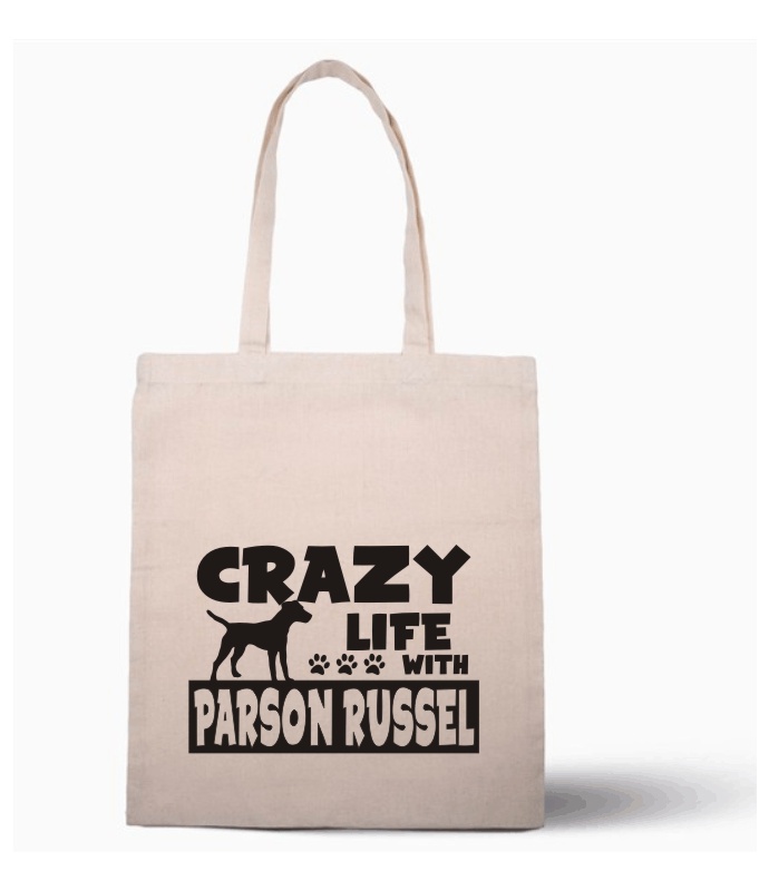 Nákupní taška s potiskem Crazy Parson Russel