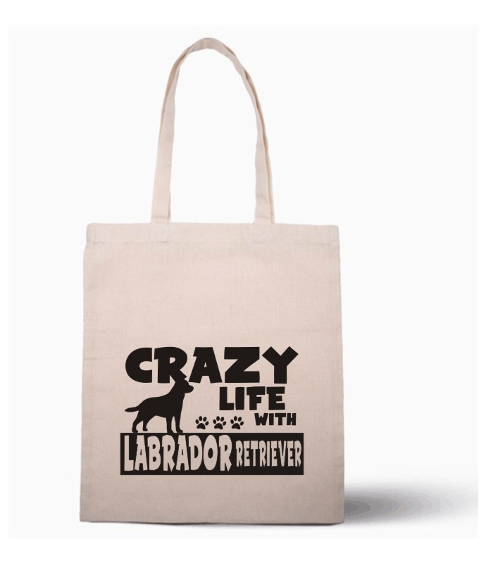 Nákupní taška s potiskem Crazy Labrador Retriever