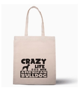 Nákupní taška s potiskem Crazy American bulldog