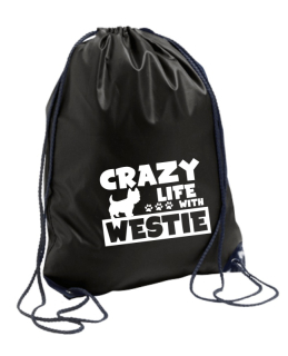 Sportovní vak s potiskem Crazy Westie