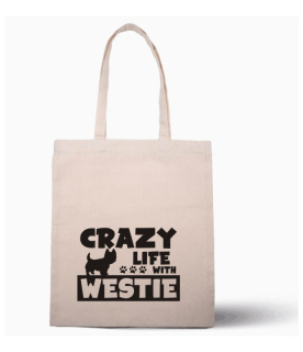 Nákupní taška s potiskem Crazy Westie