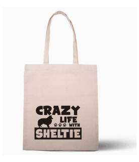 Nákupní taška s potiskem Crazy Sheltie