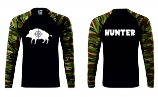 Tričko camouflage s potiskem divočák Hunter