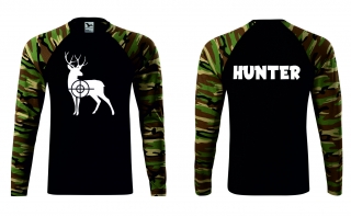 Tričko camouflage s potiskem jelen Hunter
