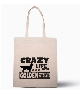 Nákupní taška s potiskem Crazy Golden Retriever