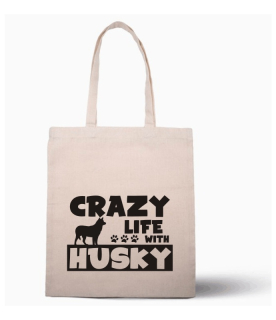 Nákupní taška s potiskem Crazy Husky